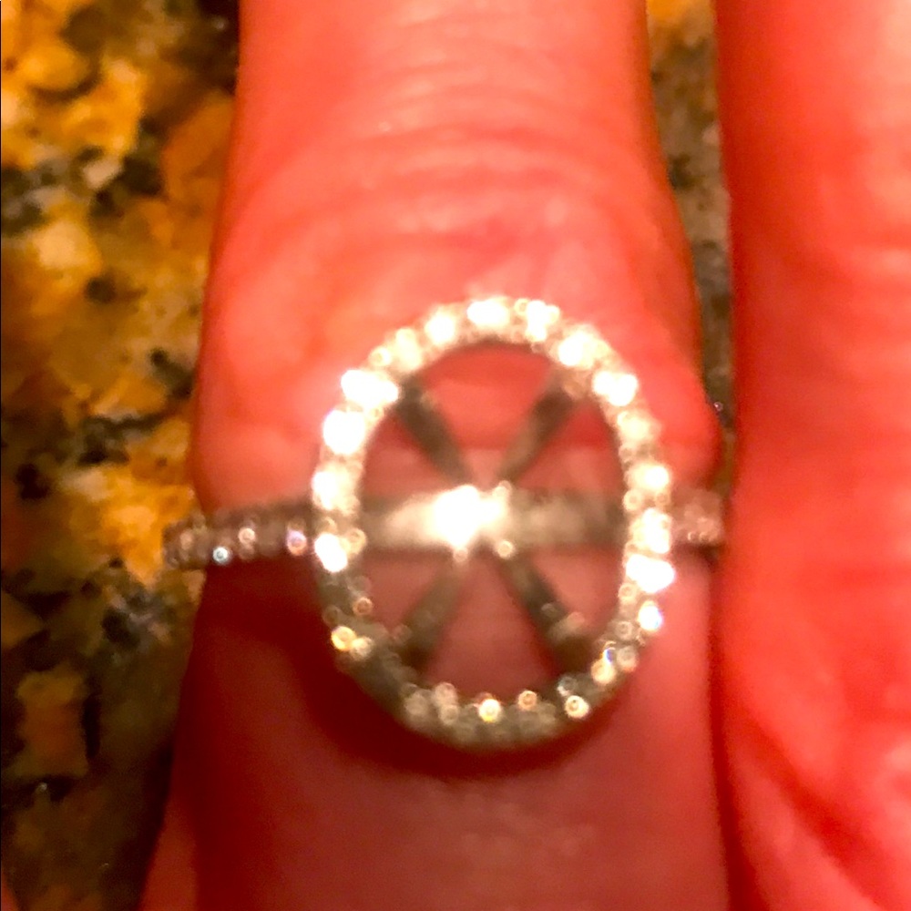 Beautiful 18 karat white gold oval diamond halo engagement ring setting!